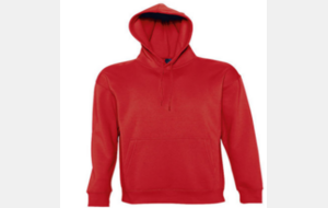 Sweat à capuche, sans zip, ROUGE